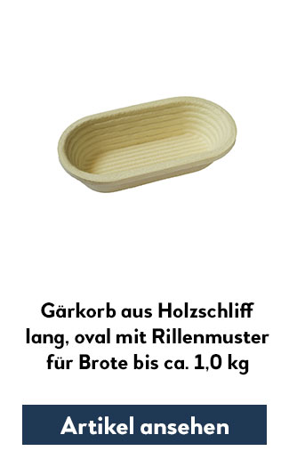 Holzsschliff-Gärkorb (Simperl) mit Rillenmuster, lang, oval für 1000g Teig