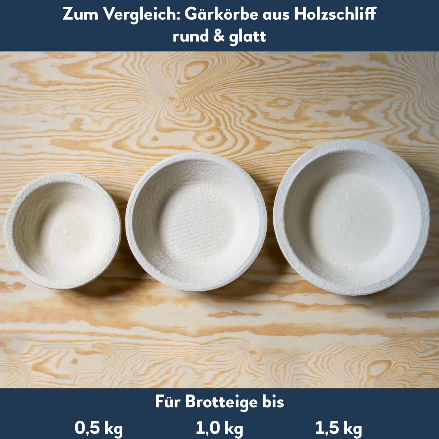 Gärkorb rund aus Holzschliff für Brote von 0,5 bis 1,5 kg