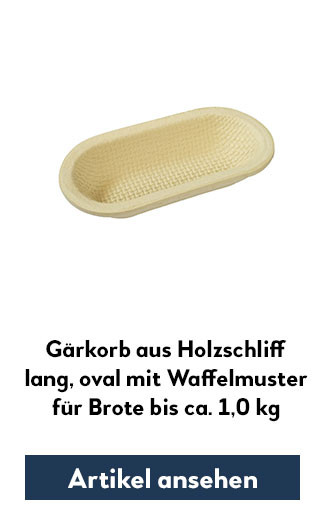 Holzsschliff-Gärkorb (Simperl) mit Waffelmuster, lang, oval für 1000g Teig